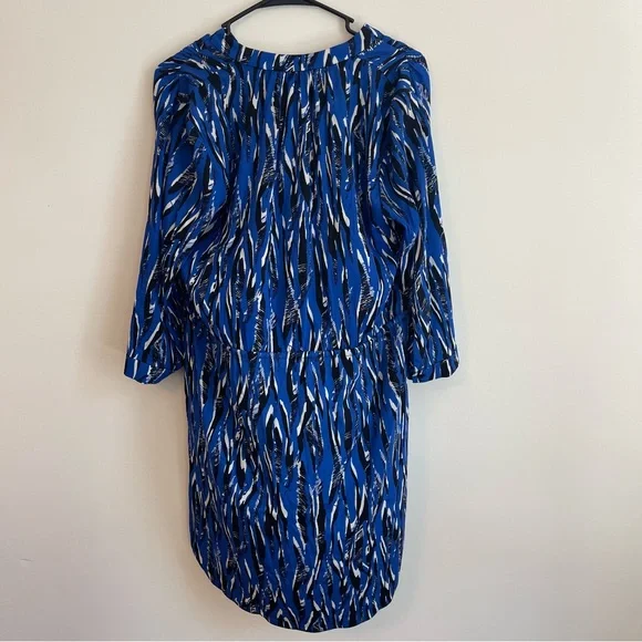 DVF Diane Von Furstenberg Silk Reina Dress Size 8 Blue Sleek Quiet Luxury - Picture 4 of 6